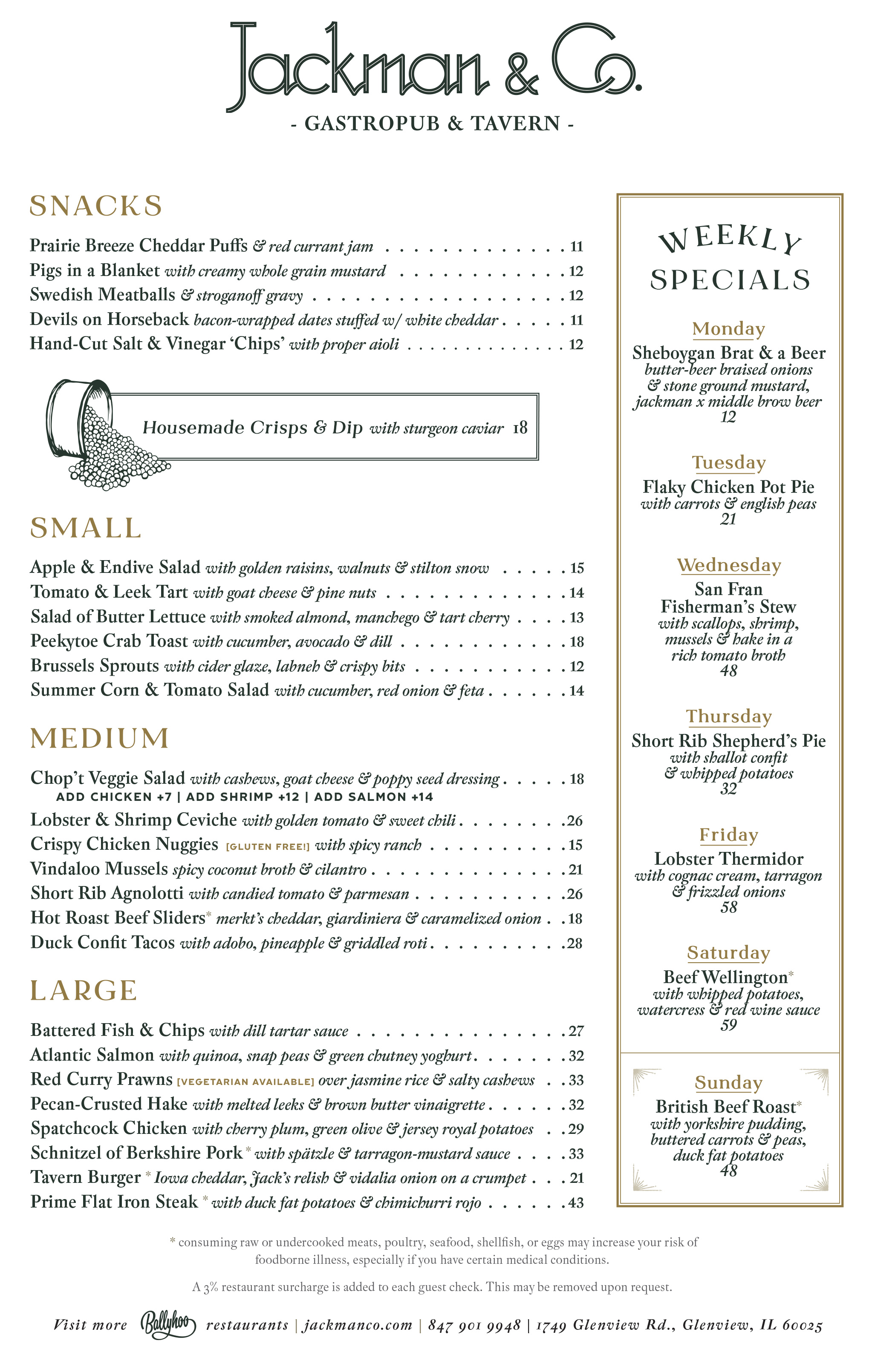 The Menu at Jackman & Co.